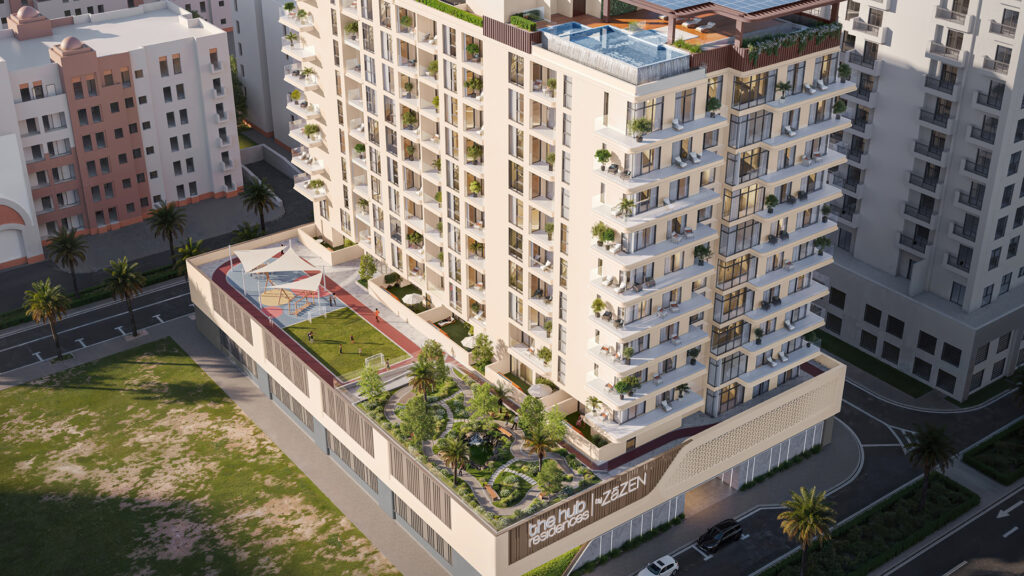 The-Hub-Residences-by-ZāZEN-Properties-Building-side-with-amenities